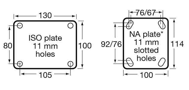 H Series castor mount drawing