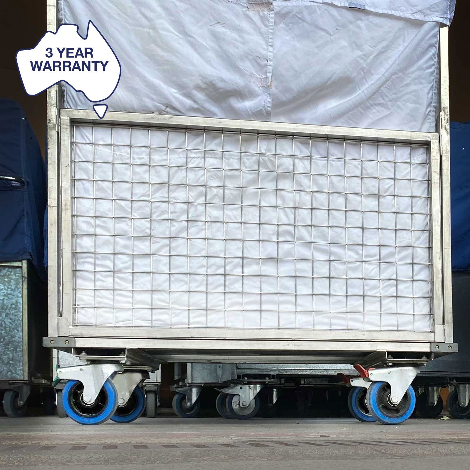 OBQ castors fitted to a laundry trolley