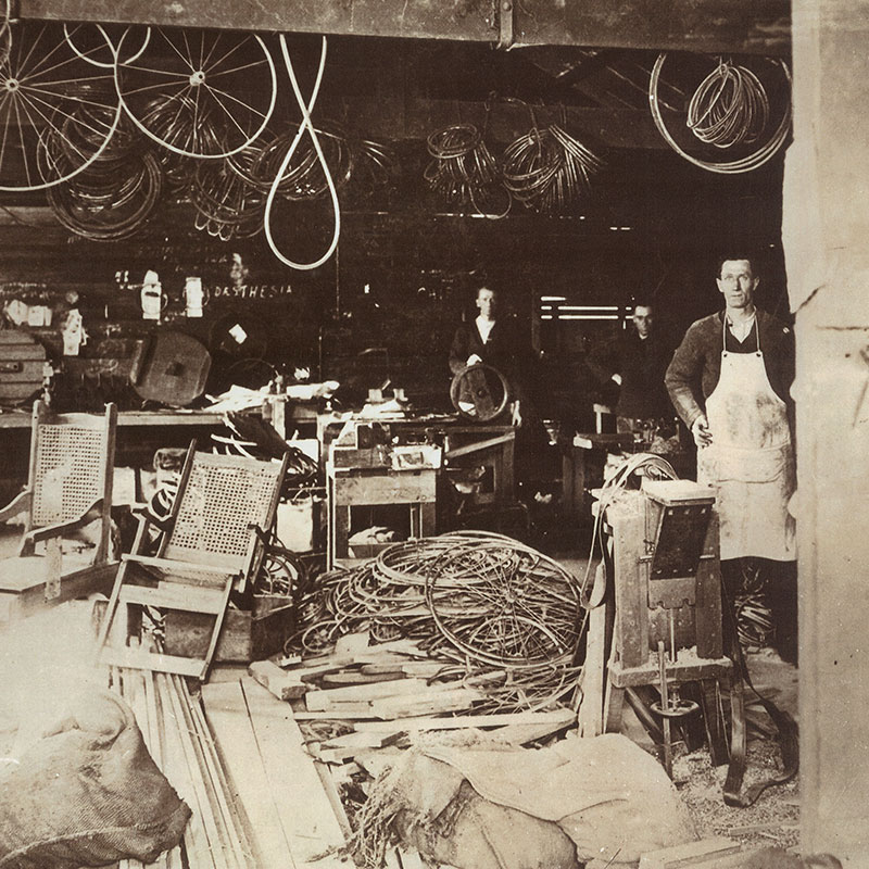 Percy Fallshaw and his team outside the original factory