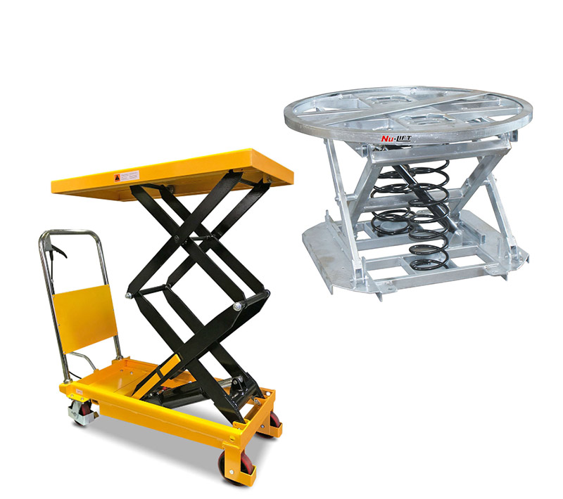 Scissor lifts and pallet positioners