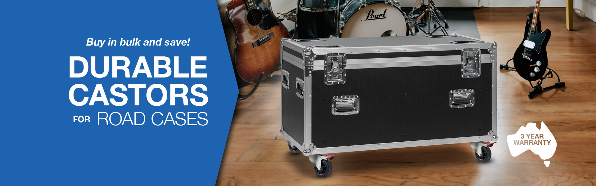 Durable castors for road cases