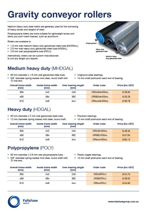 Download the Gravity Conveyor Roller signage PDF