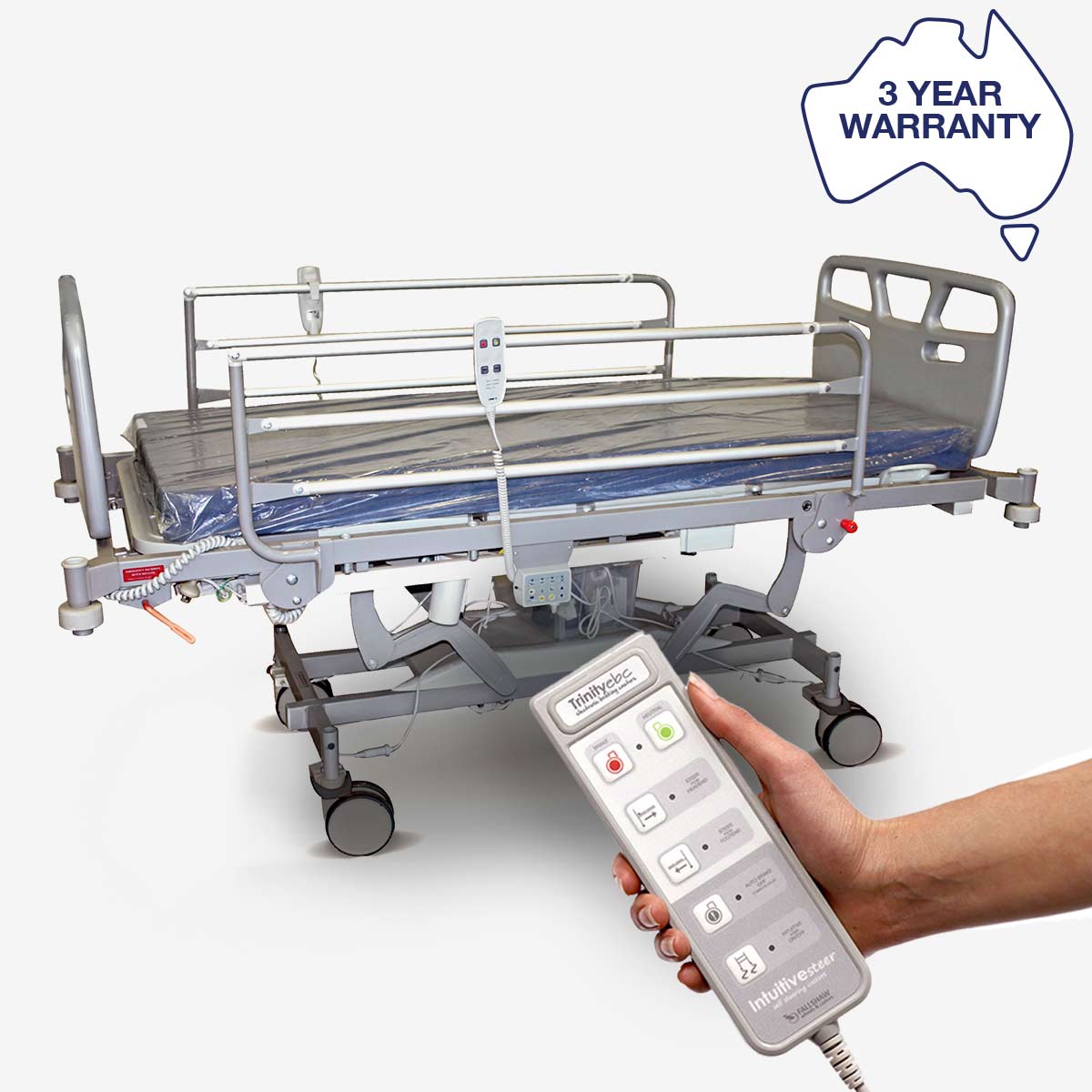 Hospital bed castors (Trinity EBC) with hand control